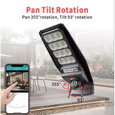 Lampa solara stradala JORTAN 400W cu Camera de Supraveghere 4G Jortan 3MP Ultra HD Vedere Color Noaptea Control din Telefon