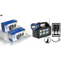 Kit lampa solara JORTAN cu 3 becuri putere 20W T08 cu radio