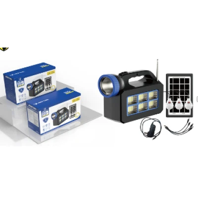 Kit lampa solara JORTAN cu 3 becuri putere 20W T08 cu radio