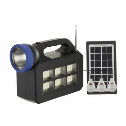 Kit lampa solara JORTAN cu 3 becuri putere 20W T08 cu radio