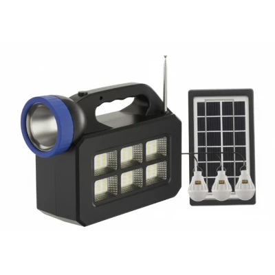 Kit lampa solara JORTAN cu 3 becuri putere 20W T08 cu radio