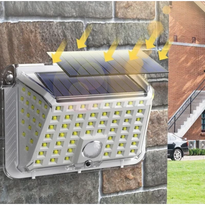 Lampa solara de perete 90 LED SMD senzor de miscare IP65 1200mAh lumina alb rece