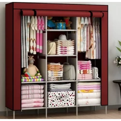 Dulap textil 3 compartimente pentru haine inchidere prin fermoar 130 x 45 x 170 cm