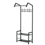 UB Cuier pentru hol cu 2 rafturi structura metalica stil industrial negru 60×32×166