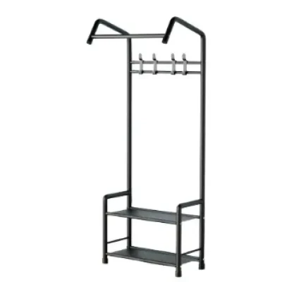 UB Cuier pentru hol cu 2 rafturi structura metalica stil industrial negru 60×32×166