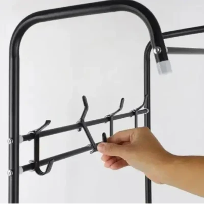 UB Cuier pentru hol cu 2 rafturi structura metalica stil industrial negru 60×32×166