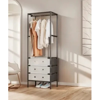 UB Suport de haine si pantofi modern multifunctional cu 3 niveluri negru 41×41×188