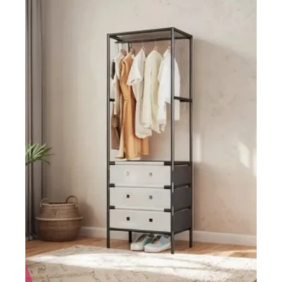 UB Suport de haine si pantofi modern multifunctional cu 3 niveluri negru 41×41×188