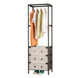 Suport de haine si pantofi modern multifunctional cu 3 niveluri negru 41×41×188