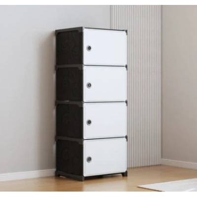 UB Dulap modular cu 5 compartimente design modern alb/negru 42×28×152