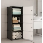 UB Dulap modular cu 5 compartimente design modern alb/negru 42×28×152