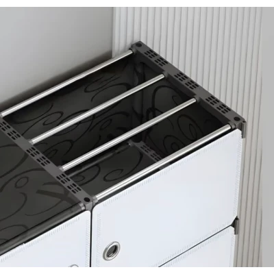 UB Dulap modular cu 5 compartimente design modern alb/negru 42×28×152