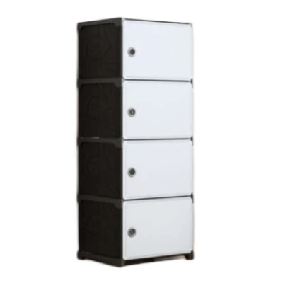 UB Dulap modular cu 5 compartimente design modern alb/negru 42×28×152