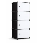 UB Dulap modular cu 5 compartimente design modern alb/negru 42×28×152