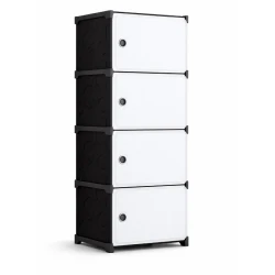 UB Dulap modular cu 5 compartimente design modern alb/negru 42×28×152