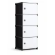 UB Dulap modular cu 5 compartimente design modern alb/negru 42×28×152