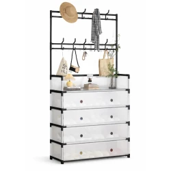 UB Dulap tip cuier multifunctional cu 4 sertare 8 carlige si suport haine BA