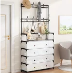 UB Dulap tip cuier multifunctional cu 4 sertare 8 carlige si suport haine BA