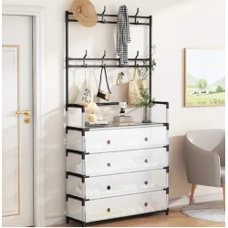 UB Dulap tip cuier multifunctional cu 4 sertare 8 carlige si suport haine BA