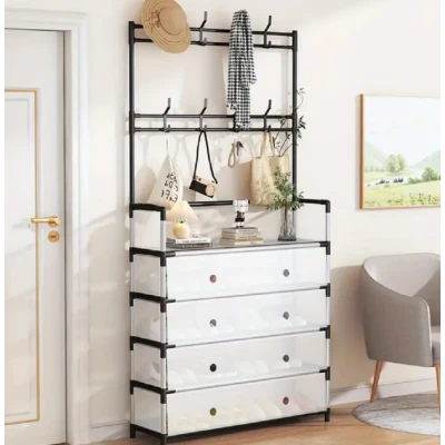 UB Dulap tip cuier multifunctional cu 4 sertare 8 carlige si suport haine BA