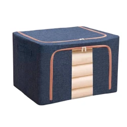 Pachet de 3 cosuri de depozitare pentru haine pliabile pentru organizatoare de dulap 24L/66L/100L Albastru Inchis