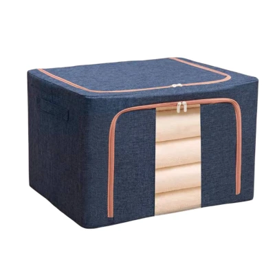 Pachet de 3 cosuri de depozitare pentru haine pliabile pentru organizatoare de dulap 24L/66L/100L Albastru Inchis