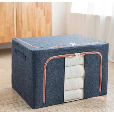 Pachet de 3 cosuri de depozitare pentru haine pliabile pentru organizatoare de dulap 24L/66L/100L Albastru Inchis