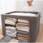 UB Pachet de 3 cosuri de depozitare pentru haine pliabile pentru organizatoare de dulap 24L/66L/100L GRI