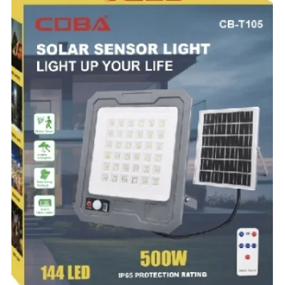 Proiector solar LED COBA CB T105 putere 500W panou solar separat senzor de miscare telecomanda
