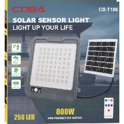 Proiector solar LED COBA CB T106 putere 800W panou solar separat senzor de miscare telecomanda