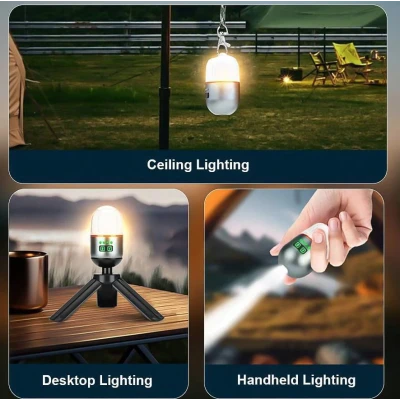Mini lanterna LED YM B81 portabila cu trepied si incarcare USB lumina reglabila