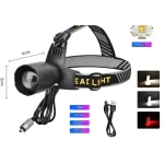 Lanterna frontala LED YM T102 cu zoom profesionala lumina alba/rosie si incarcare USB