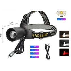 Lanterna frontala LED YM T102 cu zoom profesionala lumina alba/rosie si incarcare USB
