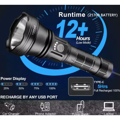 Lanterna tactica de mana YM98K PRO MAX de 4480 lumeni distanta 680 de metri