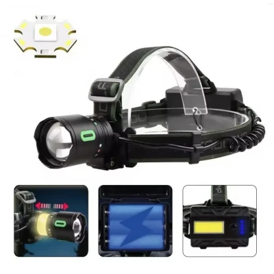 Lanterna frontala LED reincarcabila COBA CB 8117 3 cu trei acumulatori LED COB lateral si power bank