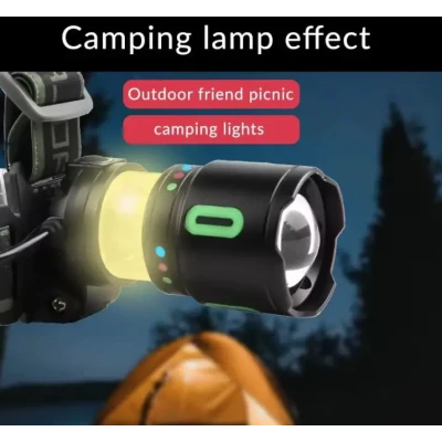 Lanterna frontala LED reincarcabila COBA CB 8117 3 cu trei acumulatori LED COB lateral si power bank