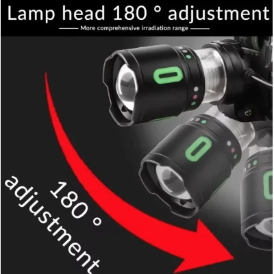 Lanterna frontala LED reincarcabila COBA CB 8117 3 cu trei acumulatori LED COB lateral si power bank