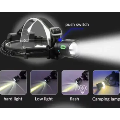 Lanterna frontala LED reincarcabila COBA CB 8117 3 cu trei acumulatori LED COB lateral si power bank