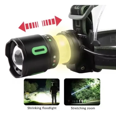 Lanterna frontala LED reincarcabila COBA CB 8117 3 cu trei acumulatori LED COB lateral si power bank