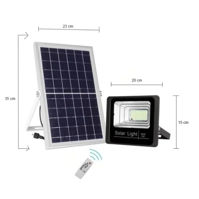 Proiector LED Jortan cu panou solar si telecomanda 600W NEGRU