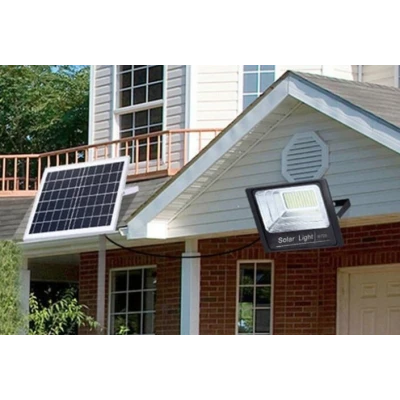 Proiector LED Jortan cu panou solar si telecomanda 600W NEGRU