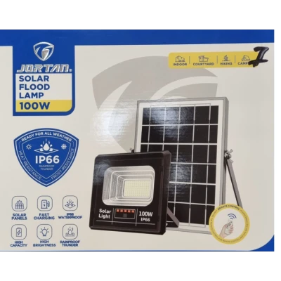 Proiector Solar Jortan 100W IP66 cu Indicator batarie si telecomanda 6500k