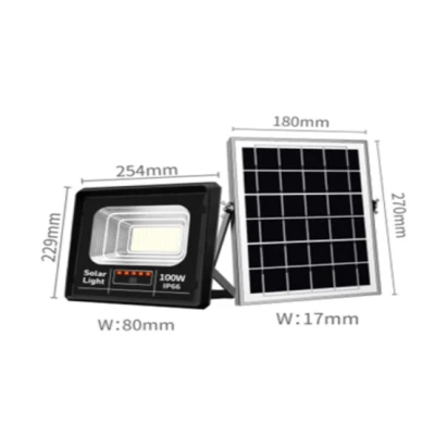 Proiector Solar Jortan 100W IP66 cu Indicator batarie si telecomanda 6500k
