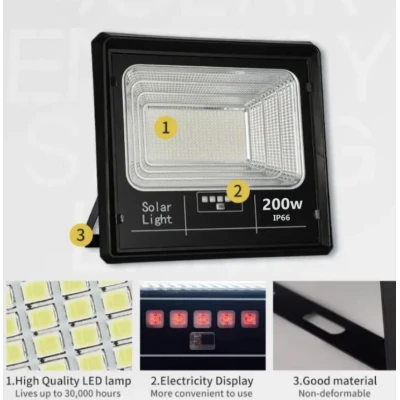 Proiector Solar Jortan 500W IP66 cu Indicator batarie si telecomanda 6500k