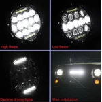 LED halogen Universal 7 inch 18 cm 12V/24V alb 4000lm pentru ATV jeep motocicleta camion tractor 13LED