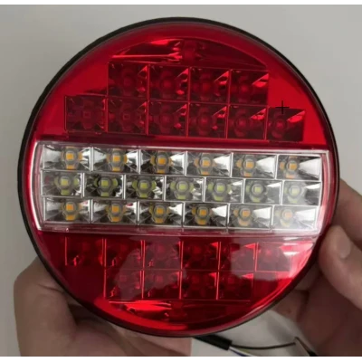 Lampa pozitie stop frana semnalizare si marsarier rotunda LED 12V/24V Remorca Camion Varianta completa