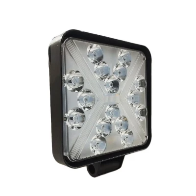 Proiector LED auto compact 48W alb + galben flash 16 LED 12/24V PATRAT