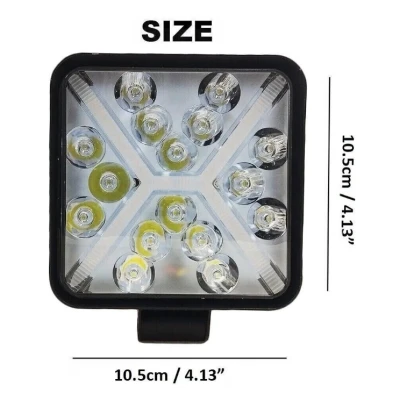 Proiector LED auto compact 48W alb + galben flash 16 LED 12/24V PATRAT