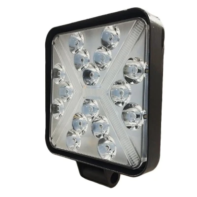 Proiector LED auto compact 48W alb + galben flash 16 LED 12/24V PATRAT