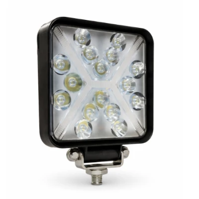Proiector LED auto compact 48W alb + galben flash 16 LED 12/24V PATRAT
